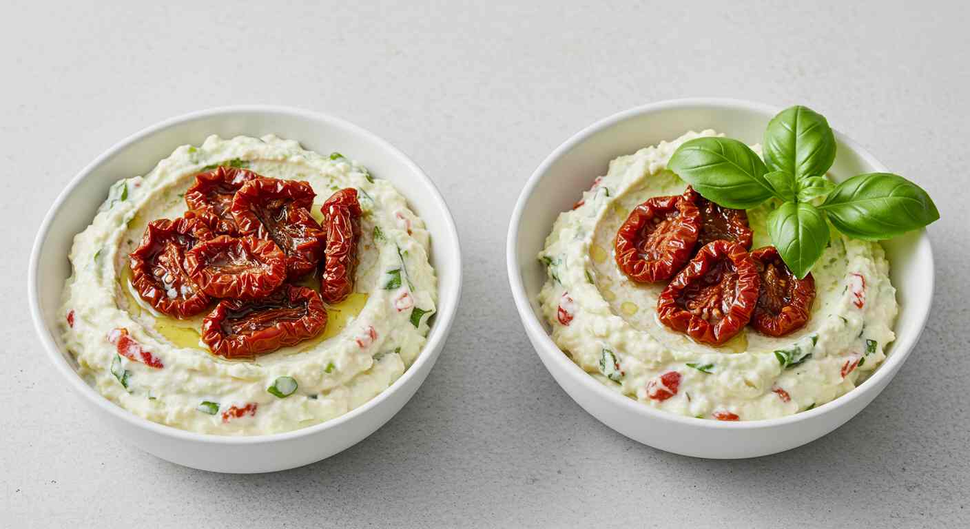 Receta saludable: Dip de Queso de Cabra, Tomate Deshidratado y Albahaca - Salsas y aderezos