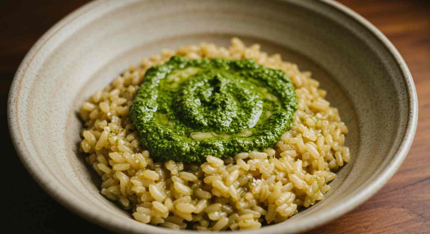 Receta saludable: Risotto de Arroz Integral al Pesto - Plato Principal