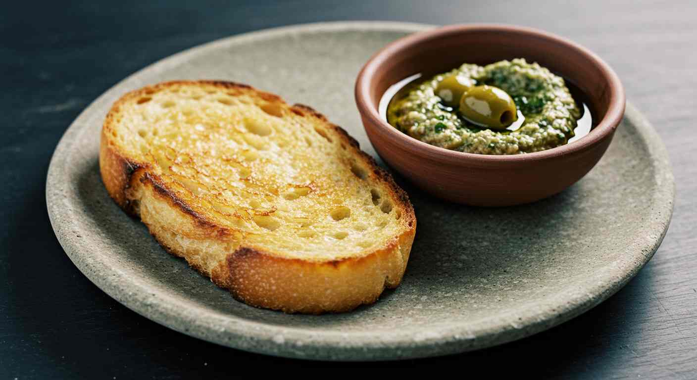 Receta saludable: Tostadas de Pan con Dip de Aceitunas - Snacks