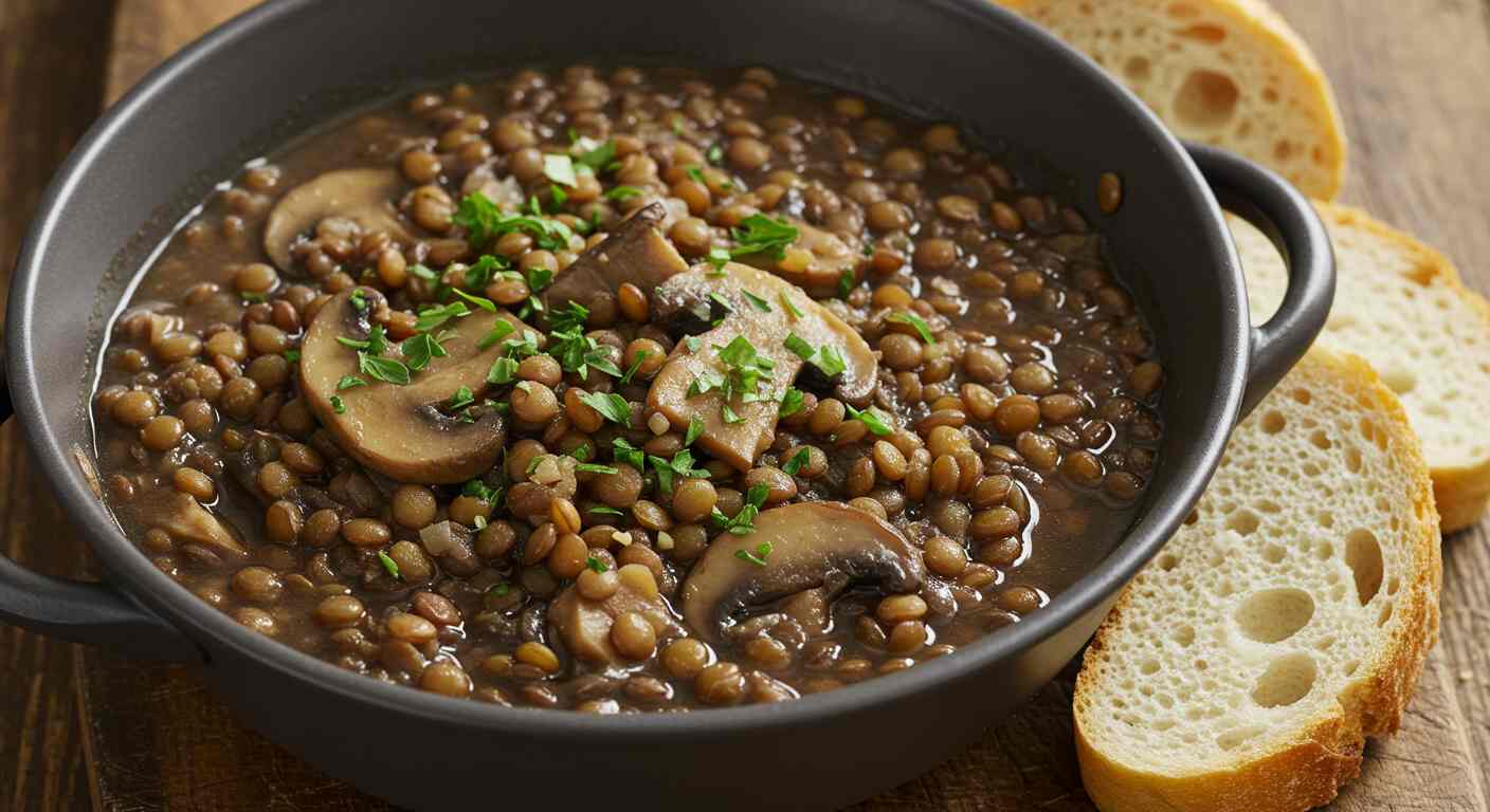 Guiso de lentejas y champiñones - Especial para tiroides