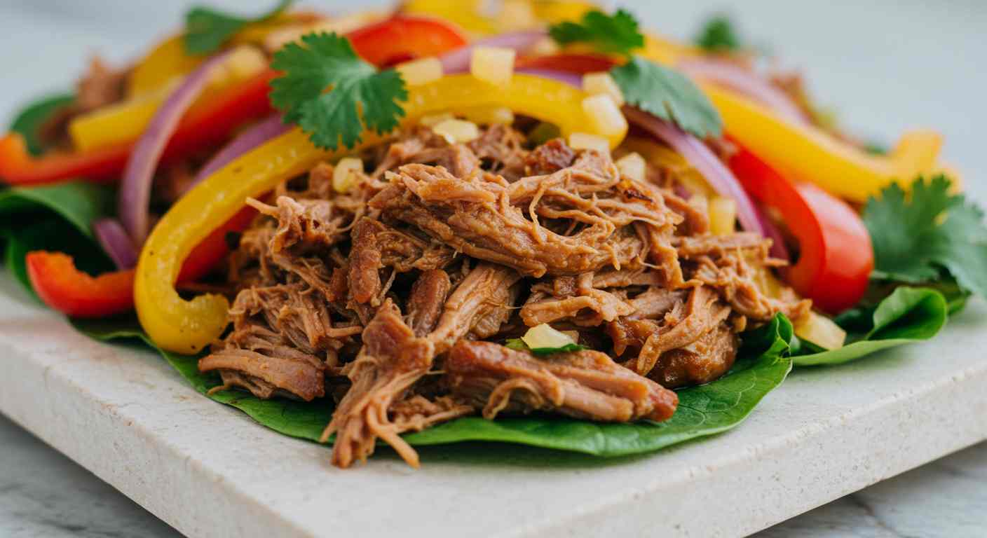 Ensalada de fajitas de cerdo desmenuzado - Especial para tiroides