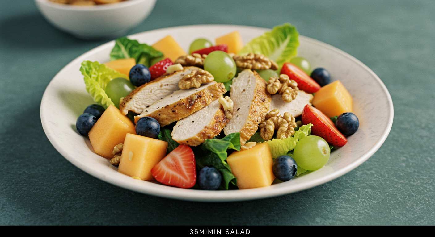 Ensalada de pollo con frutas y lima