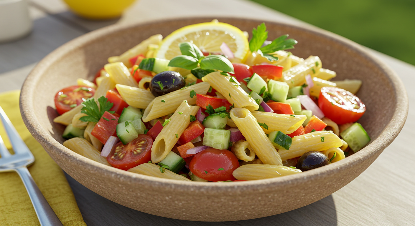 Ensalada de pasta al limón